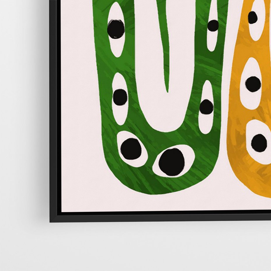 Obraz w ramie 70x100 - Migocące Zmaganie - abstrakcyjny obraz, dziwne kształty - rama czarna