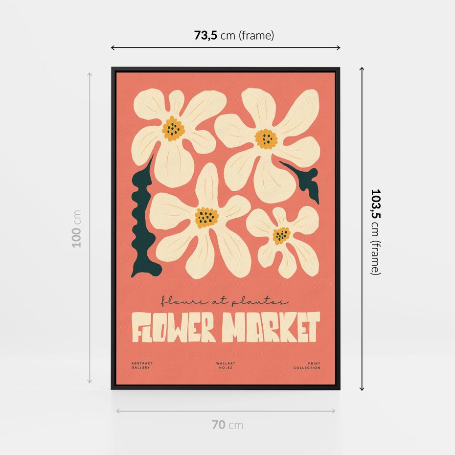 Obraz w ramie 70x100 - Szkicowane Kolorowe Uczucia - kwiatowa kompozycja, minimalizm - rama czarna