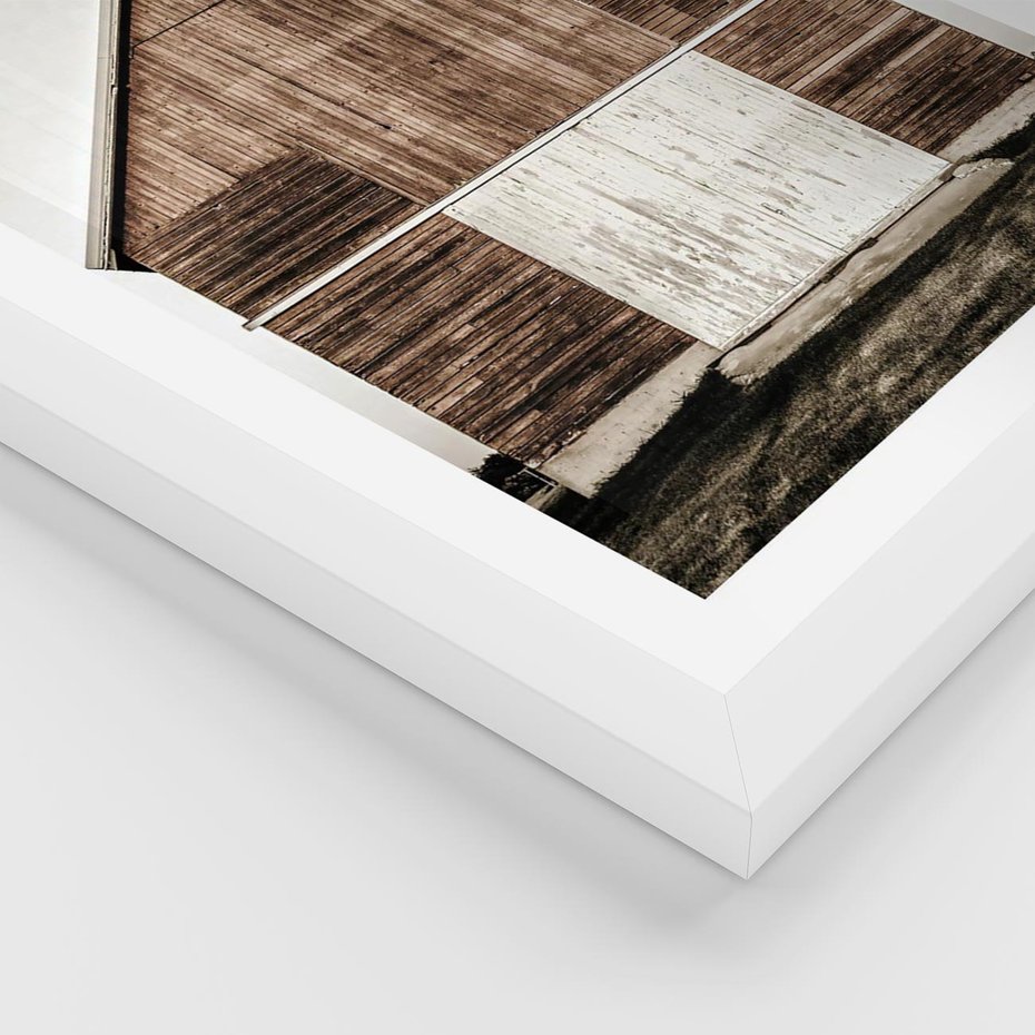 Plakat w ramie 50x70 - Rustykalny Drewniany Domek - domek, drewniany dom - rama biała