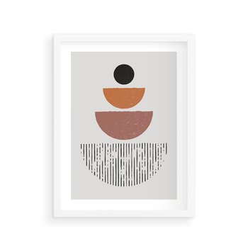 Plakat w ramie 40x50 - Półkola i Boho Akcent - geometria, półkola - rama biała