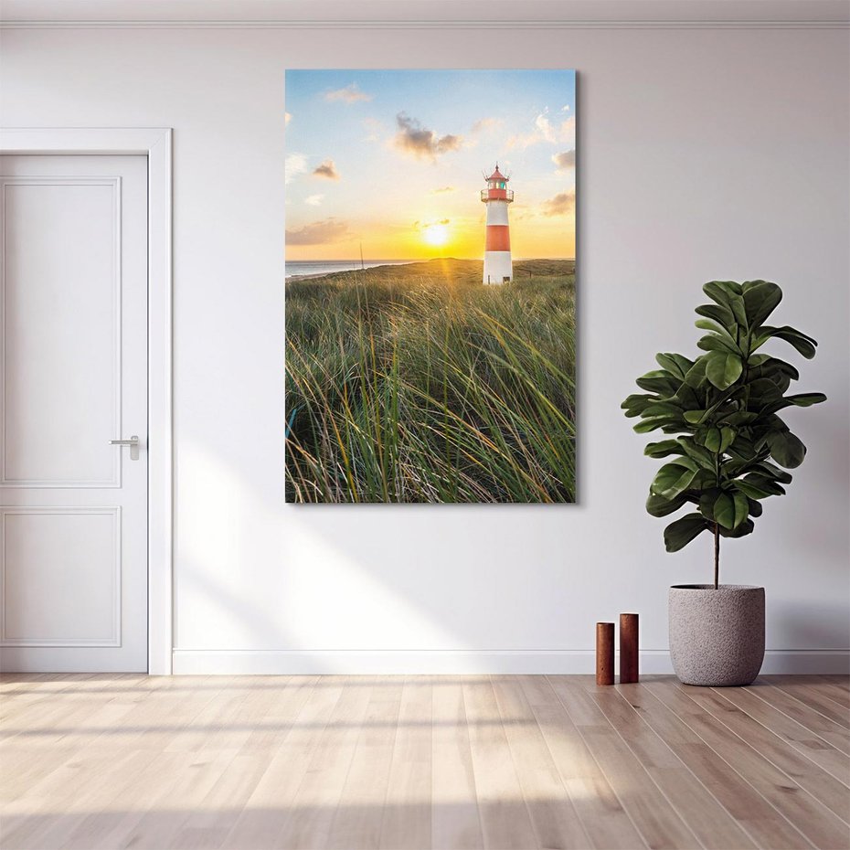 Obraz na płótnie 70x100 - Magia latarni przy zachodzie - latarnia, zachód