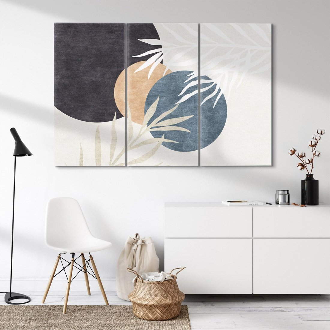 Obraz na płótnie 120x80 - Symfonia skradzionych chwil - cienie liści palmy, beżowe tłó