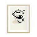 Plakat w ramie 40x50 - Kawa w Minimalistycznym Szkicu - grafika, szkic - rama drewno