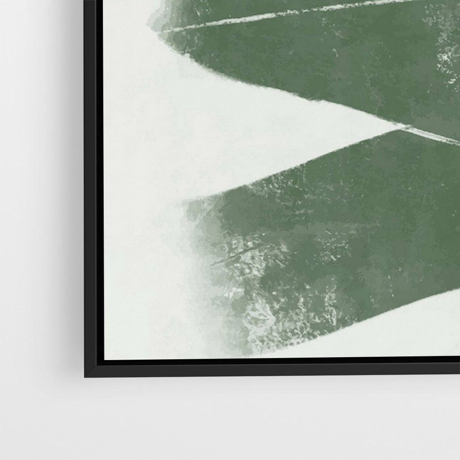 Obraz w ramie 50x70 - Zielone Refleksje - abstrakcja, zgaszony zielony kolor - rama czarna