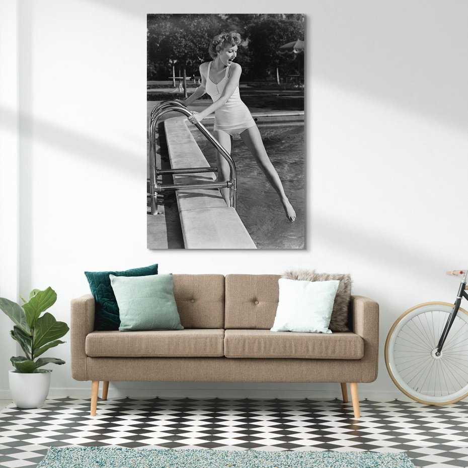 Obraz na płótnie 80x120 - Retro Basen - retro zdjęcie, czarno białe