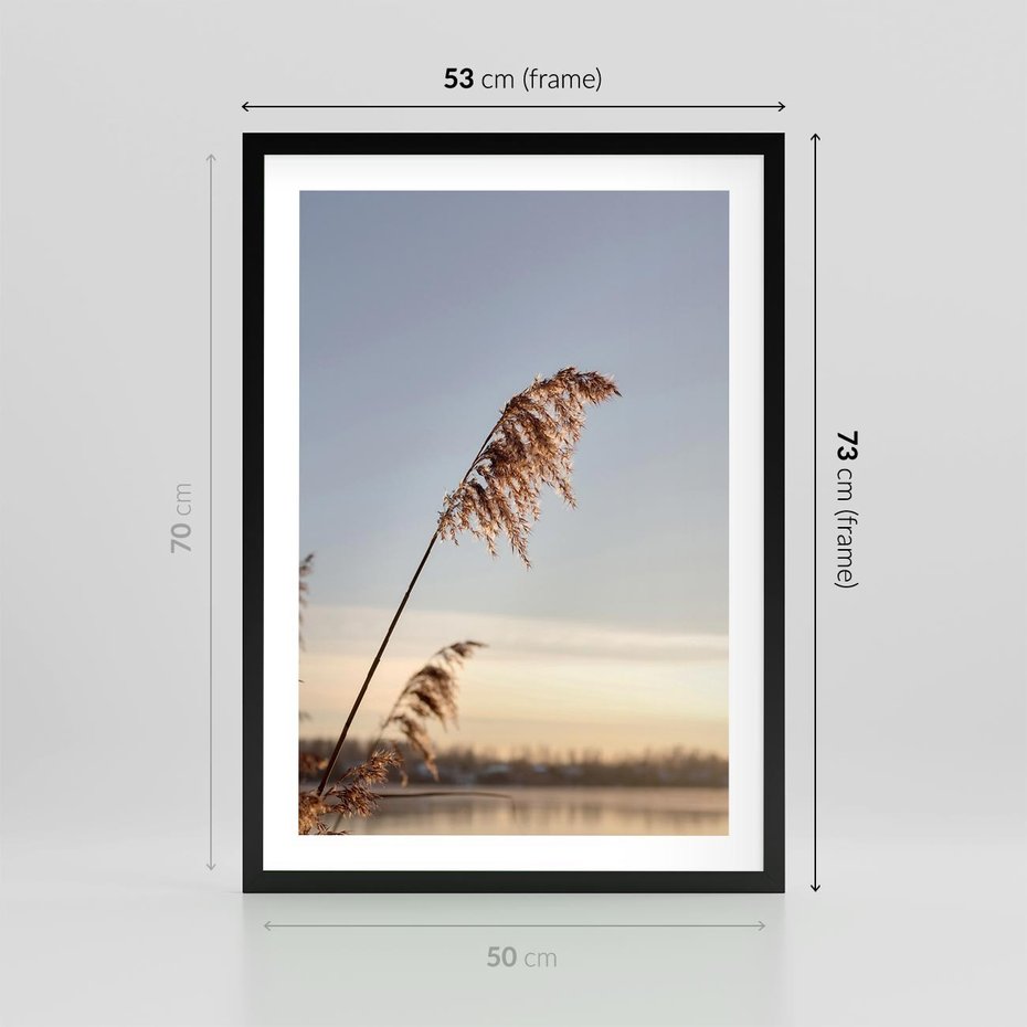 Plakat w ramie 50x70 - Naturalna Delikatność - trawy, boho - rama czarna
