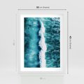 Plakat w ramie 30x40 - Błękitna Siła Oceanu - fale, ocean - rama biała
