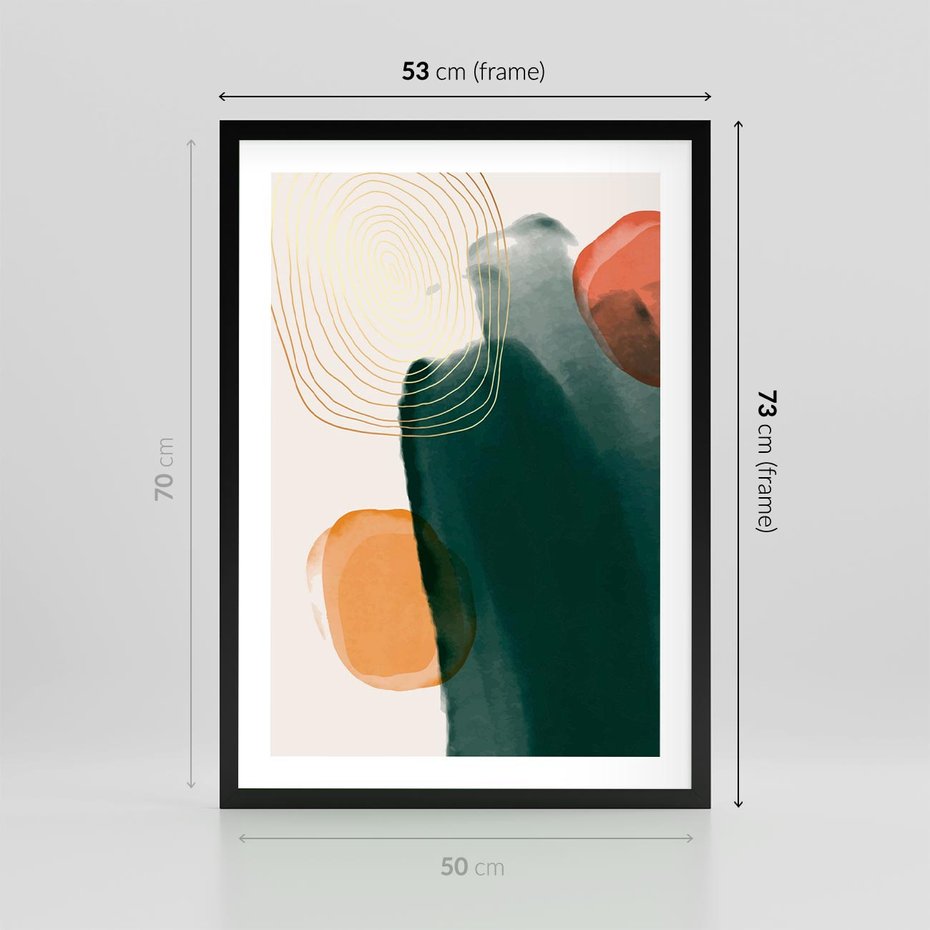 Plakat w ramie 50x70 - Modernistyczne Spektrum - abstrakcyjna granatowa plama, akwarela - rama czarna