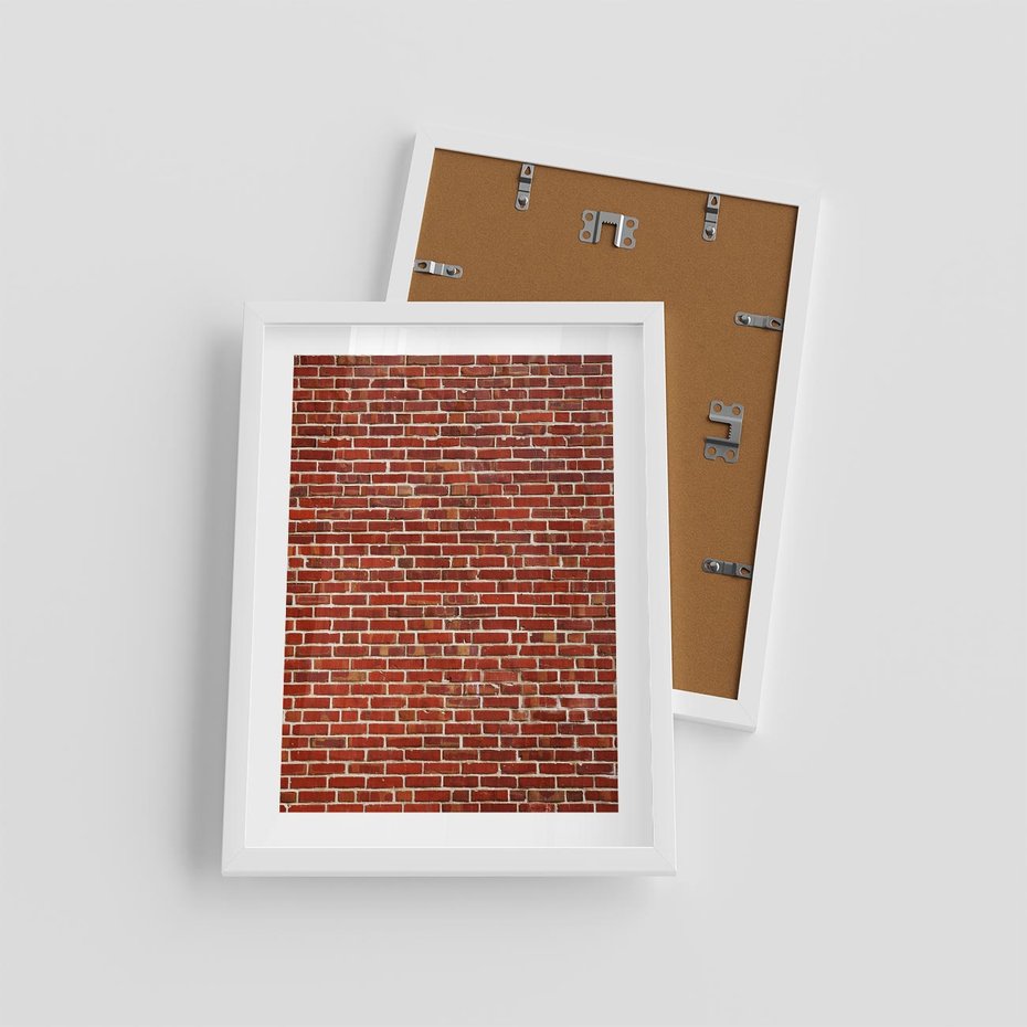 Plakat w ramie 30x40 - Mur z Cegieł - cegły, mur - rama biała