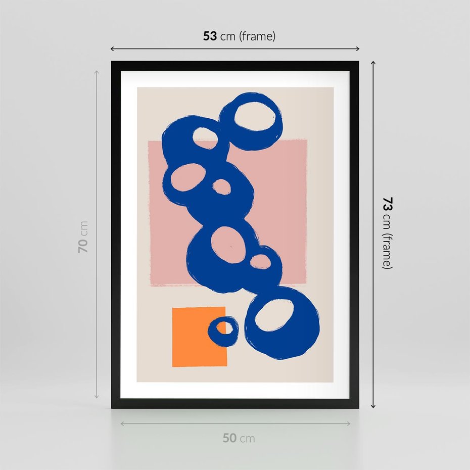 Plakat w ramie 50x70 - Migocące Plamiste Echa - abstrakcja, nowoczesny plakat - rama czarna