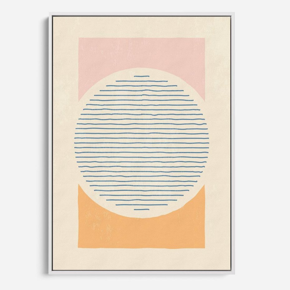 Obraz w ramie 80x120 - Rozbijająca Opowieść - geometryczne kształty, koła - rama biała