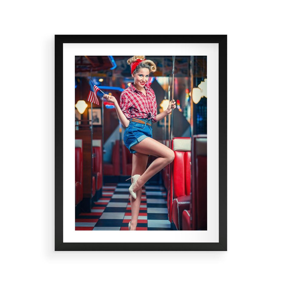 Plakat w ramie 40x50 - Czas Wstecz - retro, restauracja - rama czarna