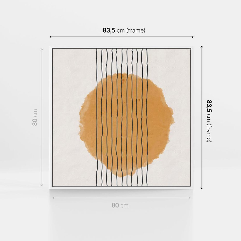 Obraz w ramie 80x80 - Taniec Emocji - abstrakcyjne akwarelowe plamy, nieregularne kreski - rama biała