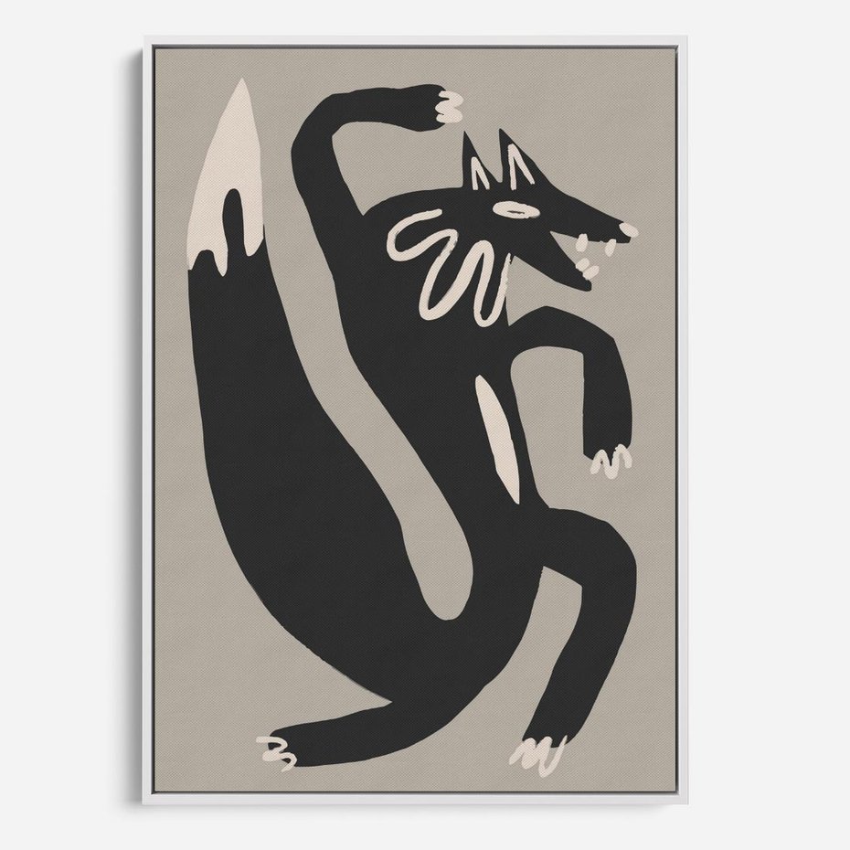 Obraz w ramie 80x120 - Strukturalne Odbicia Północy - skandynawska sztuka, lis - rama biała