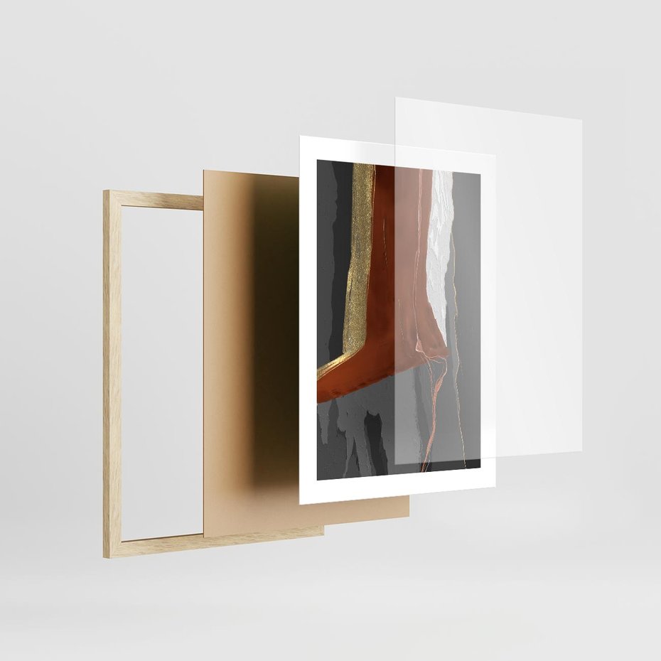 Plakat w ramie 30x40 - Abstrakcyjna impresja - abstrakcja, nowoczesny - rama drewno