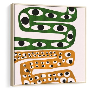 Obraz w ramie 80x80 - Mroczne Wypaczenia - abstrakcyjny obraz, dziwne kształty - rama drewno