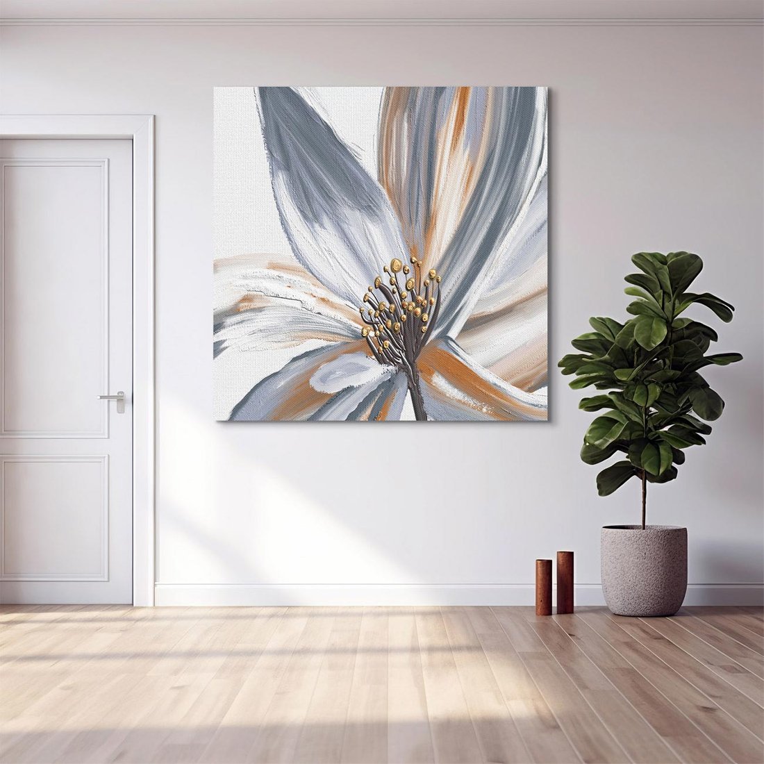 Obraz na płótnie 70x70 - Olejne kwiaty - wyraz emocji - kwiaty, malowane