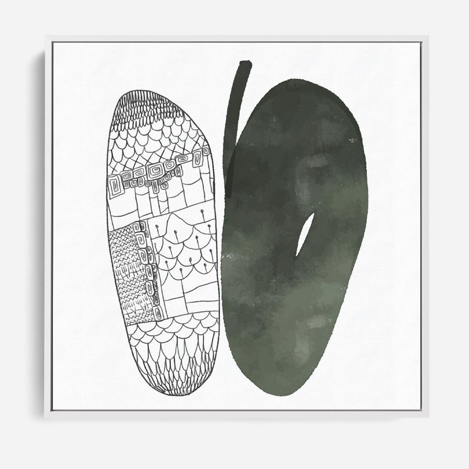 Obraz w ramie 80x80 - Przesunięte Jabłko - minimalistyczny plakat, jabłko - rama biała