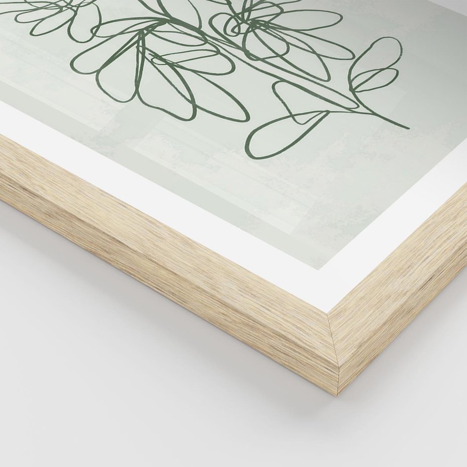 Plakat w ramie 50x70 - Spokojne Poddanie Naturze - zielony plakat, roślinne inspiracje - rama drewno