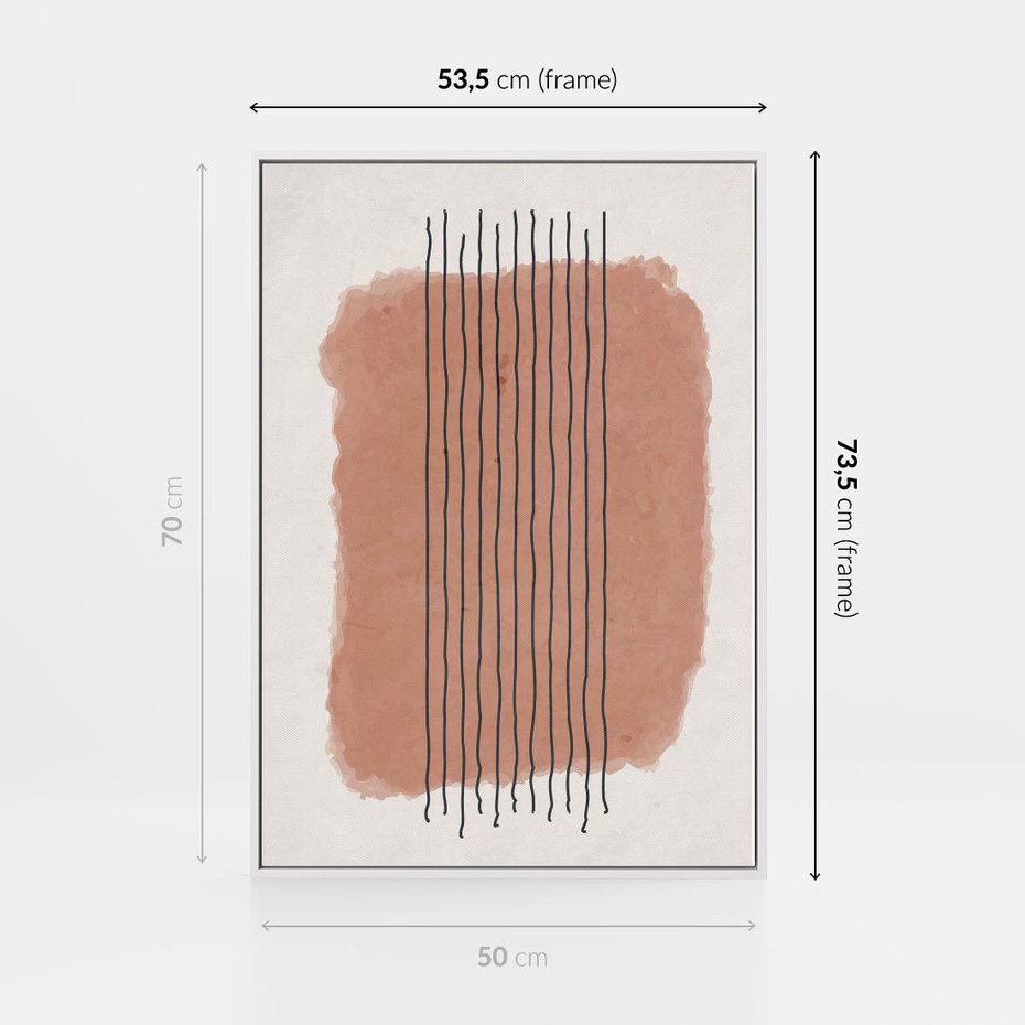 Obraz w ramie 50x70 - Rozmyte Widzenia - abstrakcyjna akwarelowa plama, nieregularne kreski - rama biała