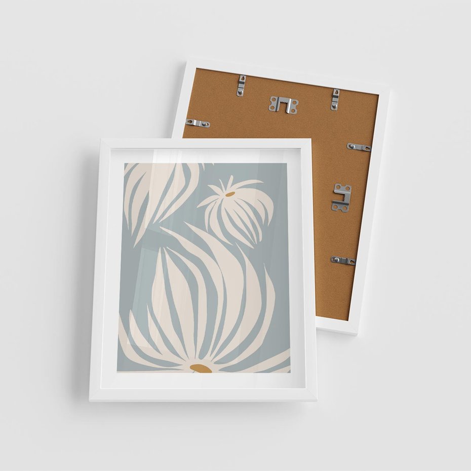 Plakat w ramie 40x50 - Kwiatowe Kształty - kwiaty, nowoczesne i minimalistyczne - rama biała