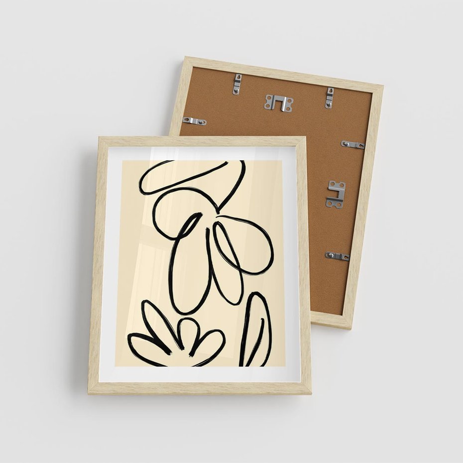 Plakat w ramie 40x50 - Złamane Granice - abstrakcyjna sztuka, przypominająca kwiat - rama drewno