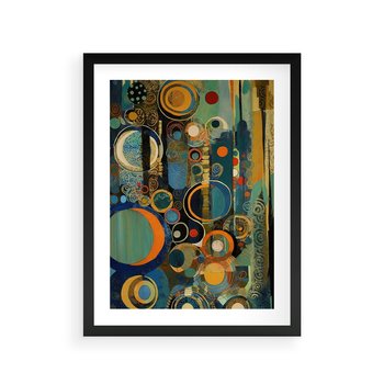 Plakat w ramie 30x40 - Wibracje Wymyślnych Form - abstrakcyjny obraz, mnogość kolorów - rama czarna