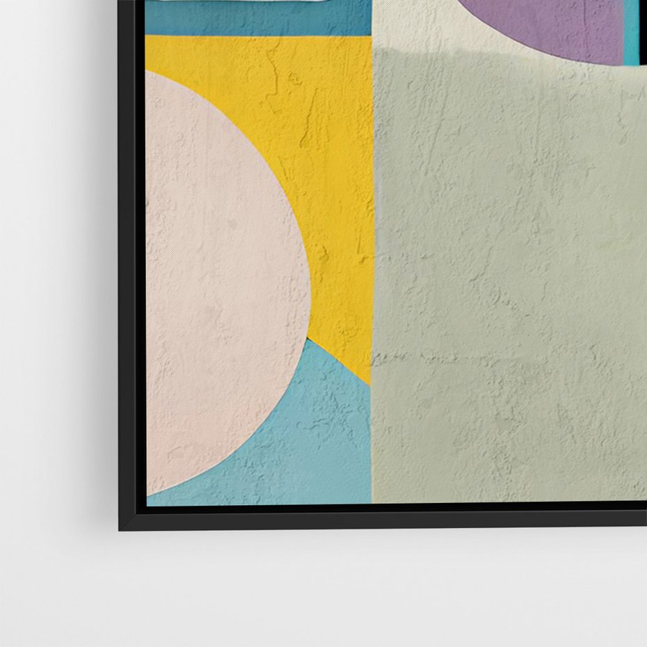 Obraz w ramie 50x70 - Taniec Kształtów Emocji - abstrakcyjne geometryczne kształty, olejny obraz - rama czarna