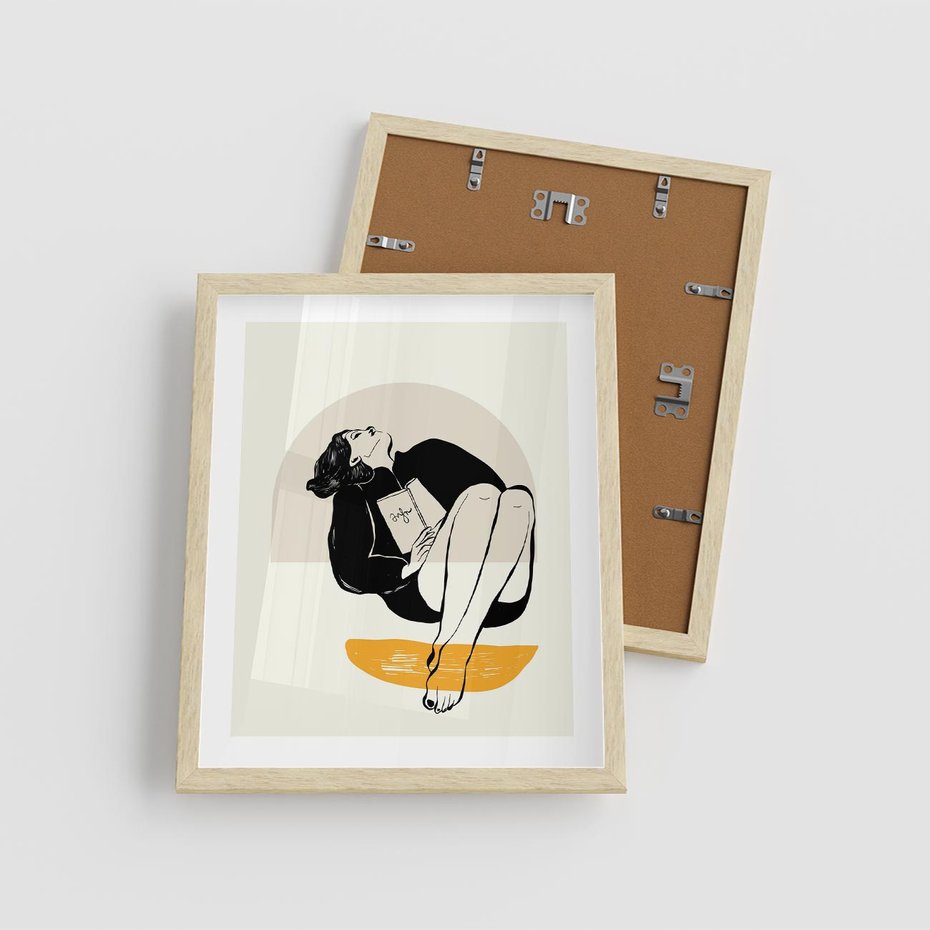 Plakat w ramie 40x50 - Kształt Kobiecego Portretu - grafika, kobieta - rama drewno