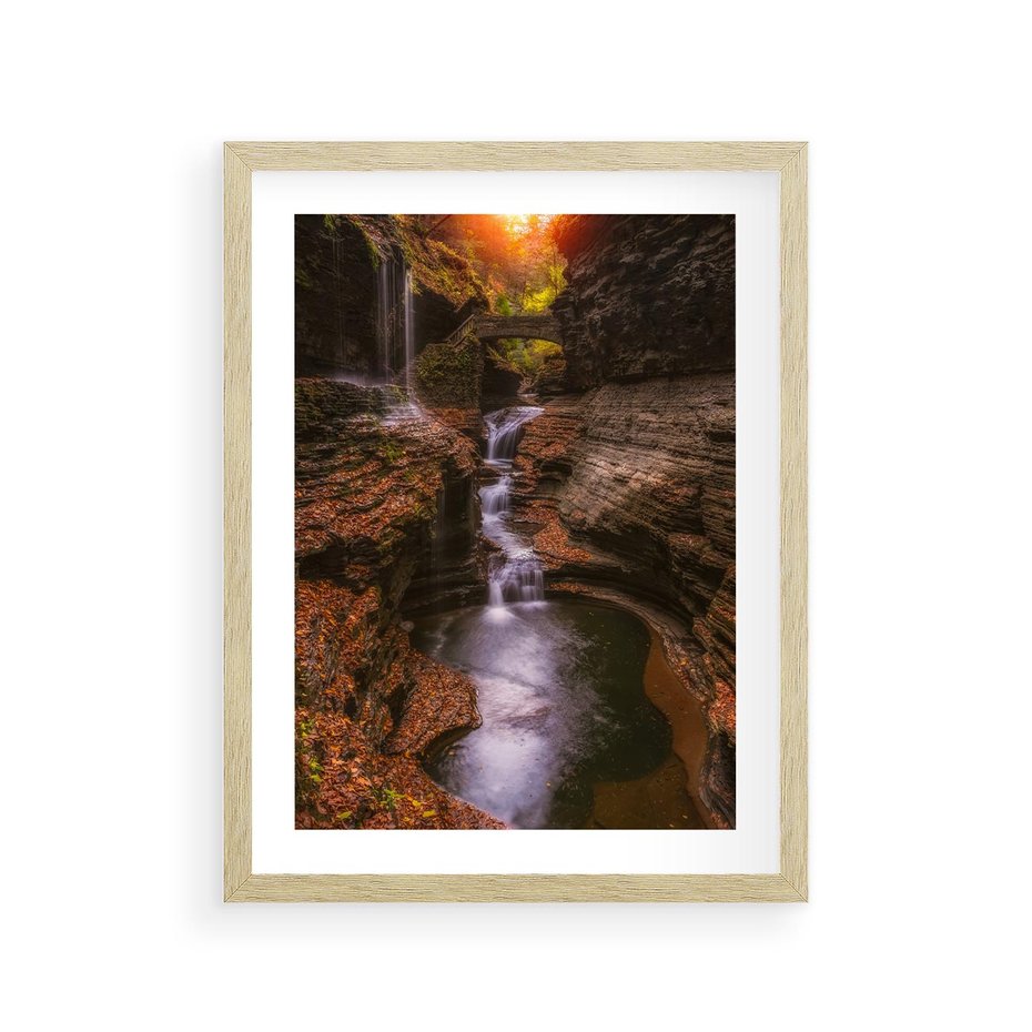 Plakat w ramie 30x40 - Barwna Harmonia - strumień, las - rama drewno