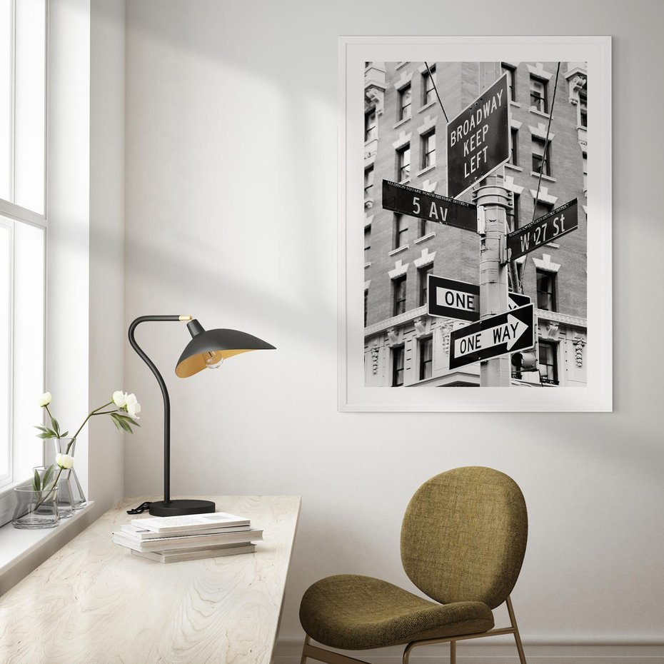 Plakat w ramie 50x70 - Nowojorska Droga - nowy jork, fotografia - rama biała