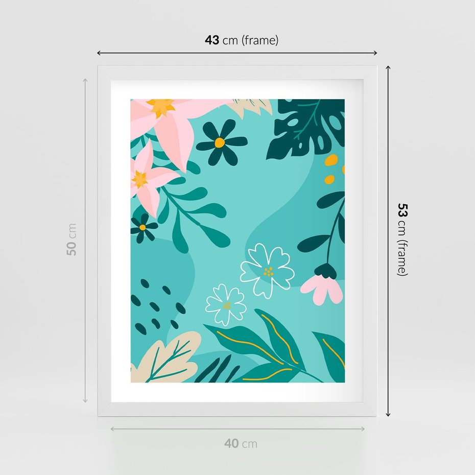 Plakat w ramie 40x50 - Rozkwitające Widoki - pastelowa kompozycja, kwiaty - rama biała