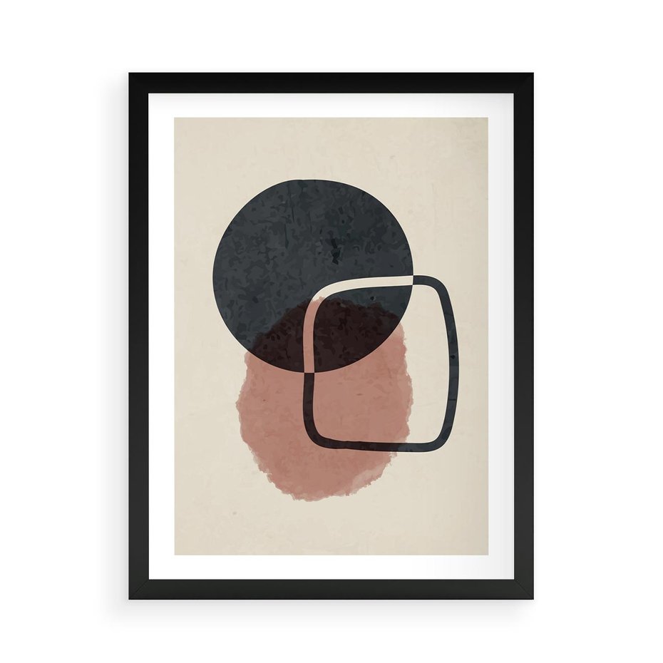 Plakat w ramie 50x70 - Abstrakcyjna Harmonia - abstrakcyjne nieregularne kształty, minimalistyczny plakat - rama czarna