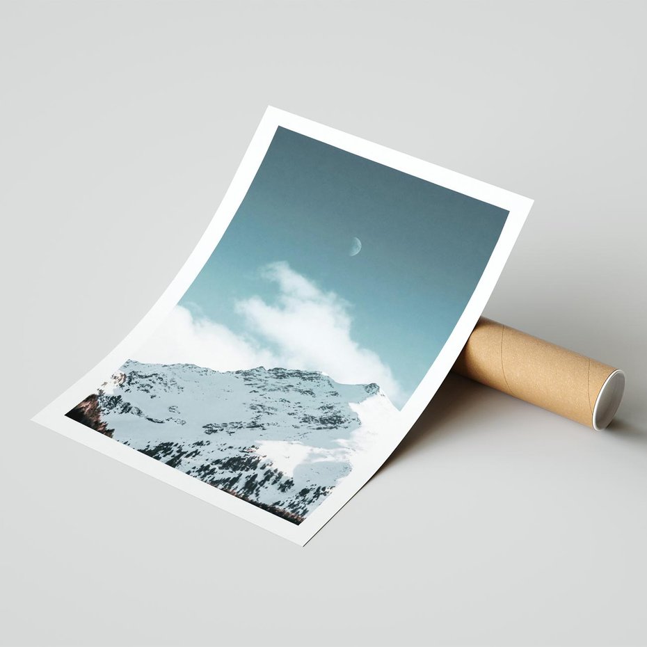 Plakat bez ramy 30x40 - Nocna Magia w Górach - fotografia, śnieg