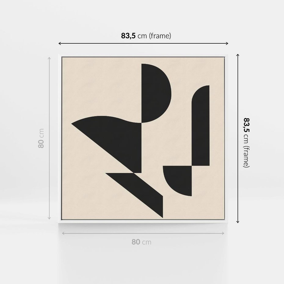 Obraz w ramie 80x80 - Rozkwitająca Abstrakcja - abstrakcyjne geometryczne kształty, minimalizm - rama biała