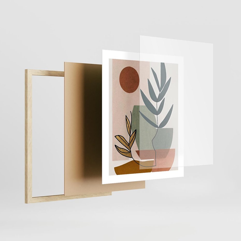 Plakat w ramie 40x50 - Rozkwitająca Boho Wyobraźnia - boho obraz, abstrakcja - rama drewno