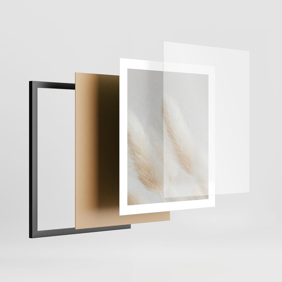 Plakat w ramie 40x50 - Czysty Minimalizm - białe trawy, minimalizm - rama czarna