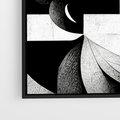 Obraz w ramie 50x50 - Harmonia świateł i cieni - abstrakcja czarno biała, geometria - rama czarna