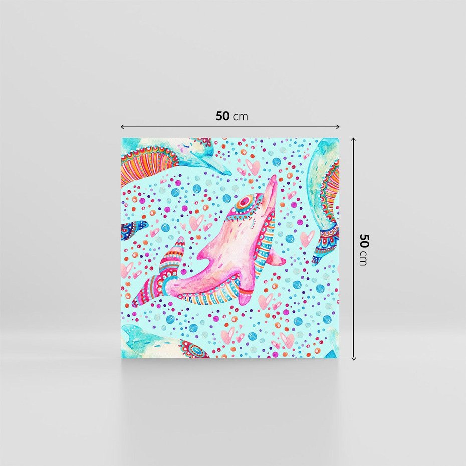 Obraz na płótnie 50x50 - Lekkość W Ruchu - delfin, akwarela