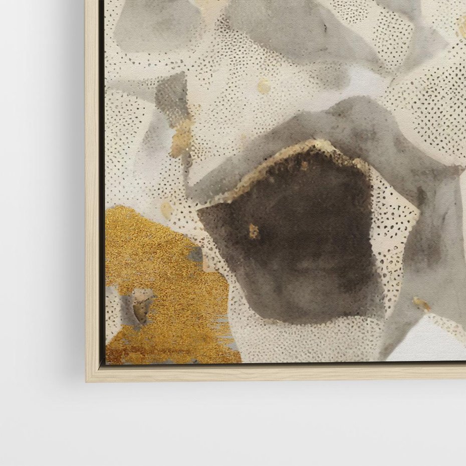 Obraz w ramie 50x50 - Nowoczesne Złoto i Szarość - plamy, złoto - rama drewno