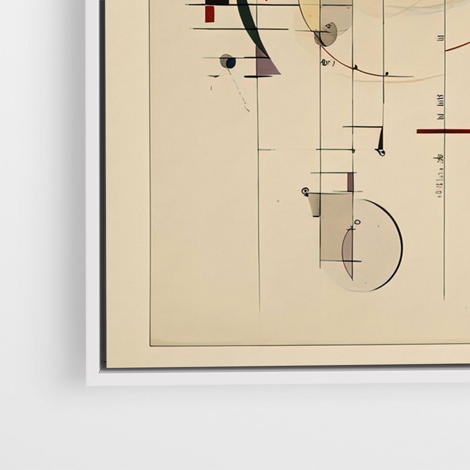 Obraz w ramie 50x70 - Impulsy Wydobyte z Cienia - abstrakcyjna geometryczna kompozycja, koła linie - rama biała