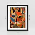 Plakat w ramie 40x50 - Impresje Nieznanych Odniesień - abstrakcyjny obraz olejny, kot - rama czarna