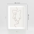 Plakat w ramie 30x40 - Jedna Linia, Dwie Twarze - minimalistyczny plakat, dwie twarze - rama biała