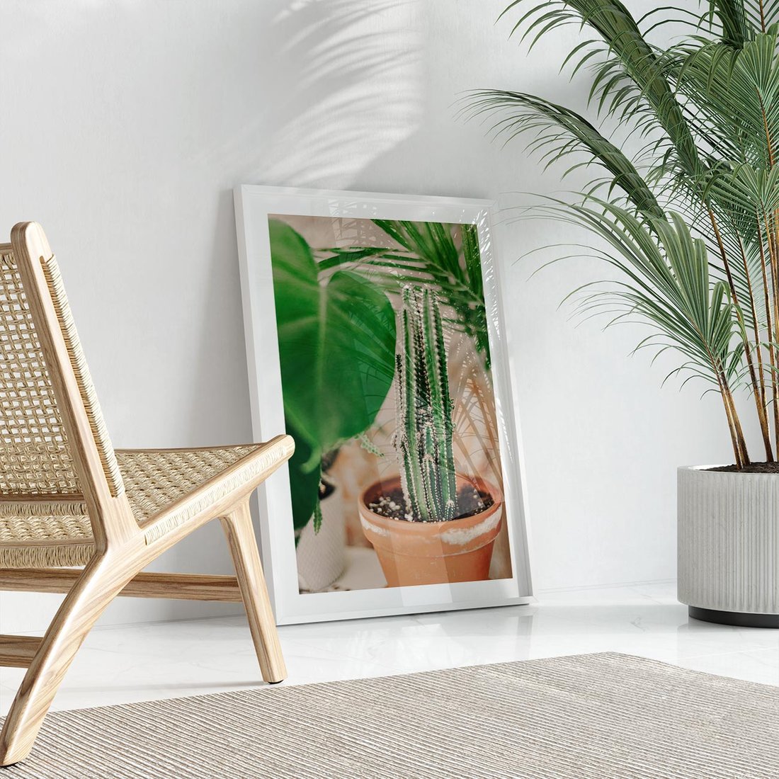 Plakat bez ramy 21x30 - Boho Urok - kaktus w doniczce, gliniana doniczka