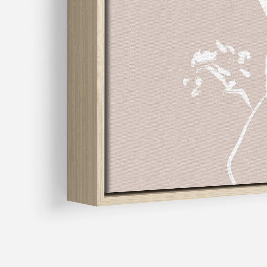 Obraz w ramie 80x120 - Harmonijne Mini Boho - minimalistyczny delikatny obraz, beżowe odcienie - rama drewno