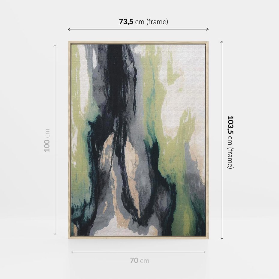 Obraz w ramie 70x100 - Sfumowane zmysły artysty - rozmyte kolory, zieleń - rama drewno