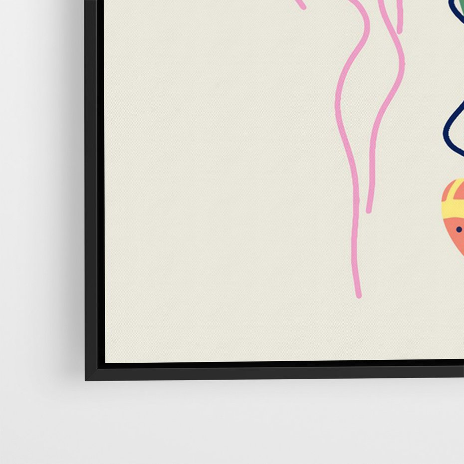 Obraz w ramie 70x100 - Morskie Pulsacje - nowoczesny optymistyczny plakat, kolorowe meduzy - rama czarna