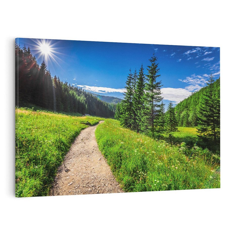 Obraz na płótnie 120x80 - Harmonia natury - góry, łąka