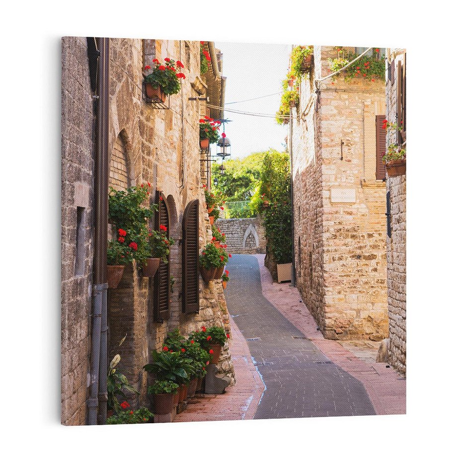 Obraz na płótnie 70x70 - Miłość na Romantycznej Uliczce - romantyczna, uliczka