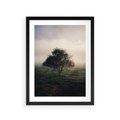 Plakat w ramie 30x40 - Zamglona Prostota - artystyczna fotografia, samotne drzewo na zamglonej łące - rama czarna